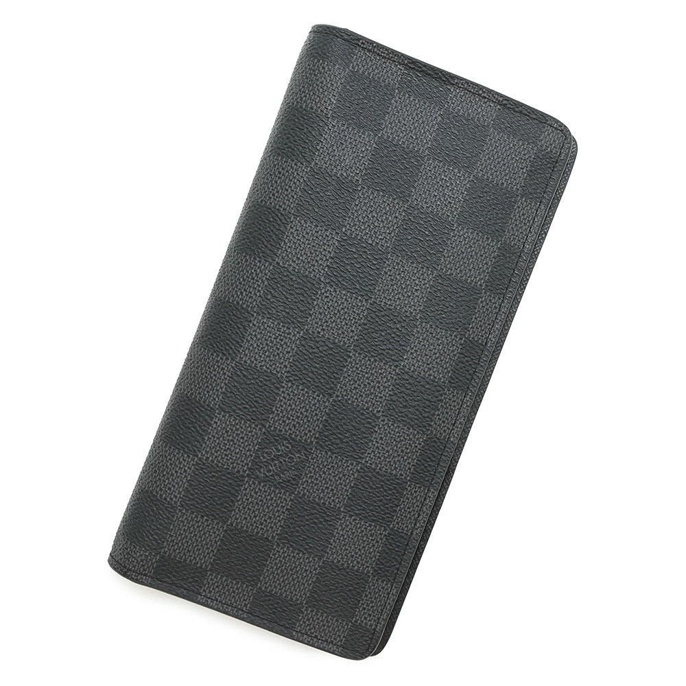 Louis Vuitton Damier Graphite Black Portefeuille Brazza Long Wallet Black